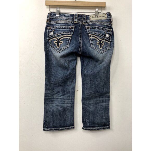 Rock Revival Johanna Women’s 27x19 Blue Denim Jeans Capri Distressed - Picture 8 of 8